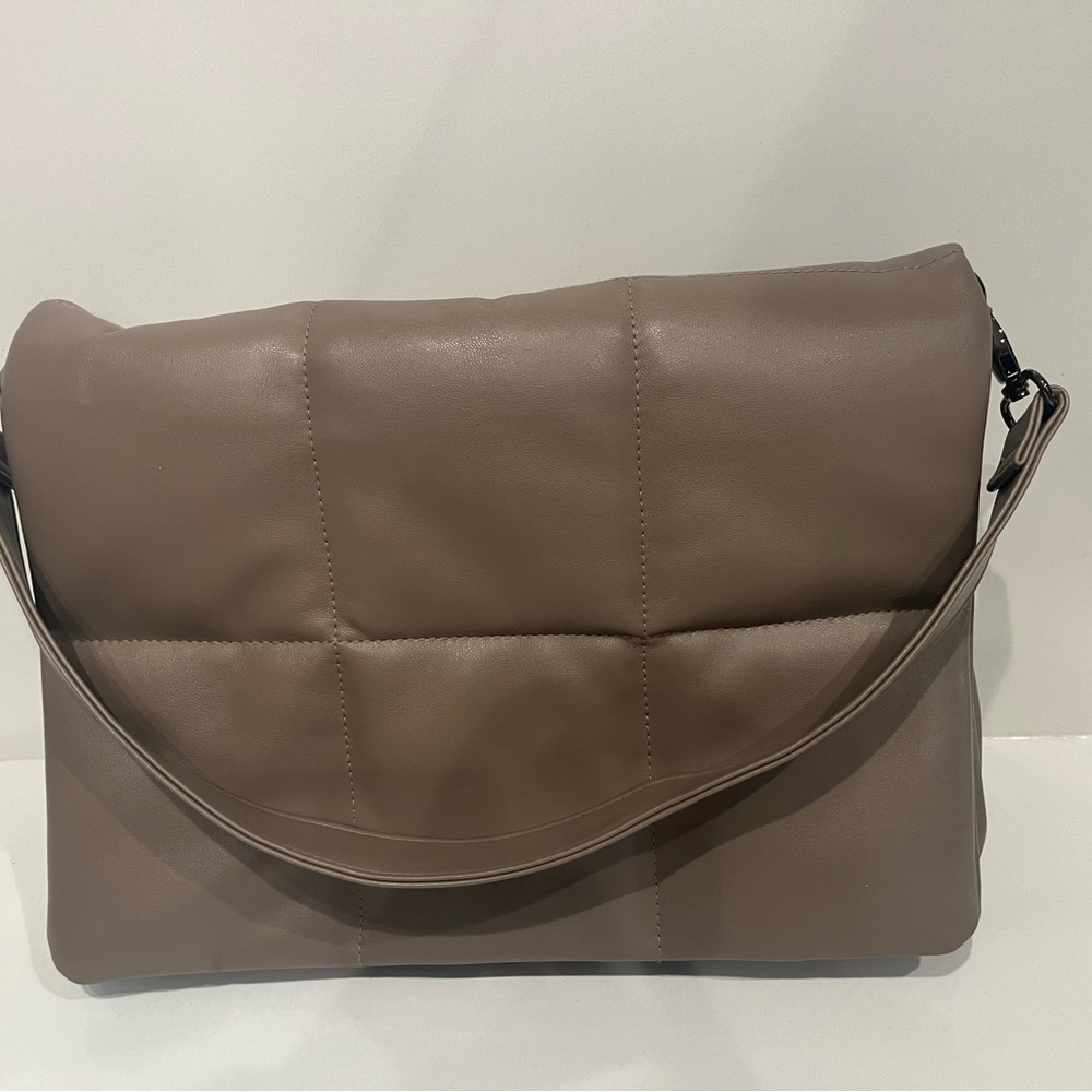 Sondra Robert’s Squared Taupe Colored Bag Shoulder Bag
